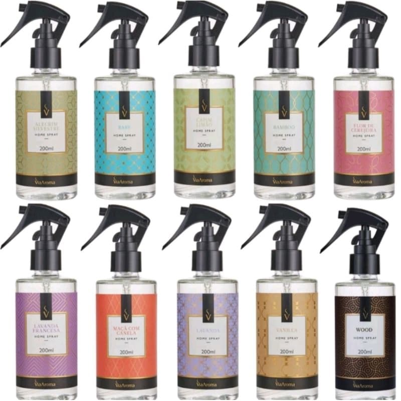 Home Spray Via Aroma Aromatizador de Ambientes 200ML Cheirinho Para Casa Carro Tecidos Decoração