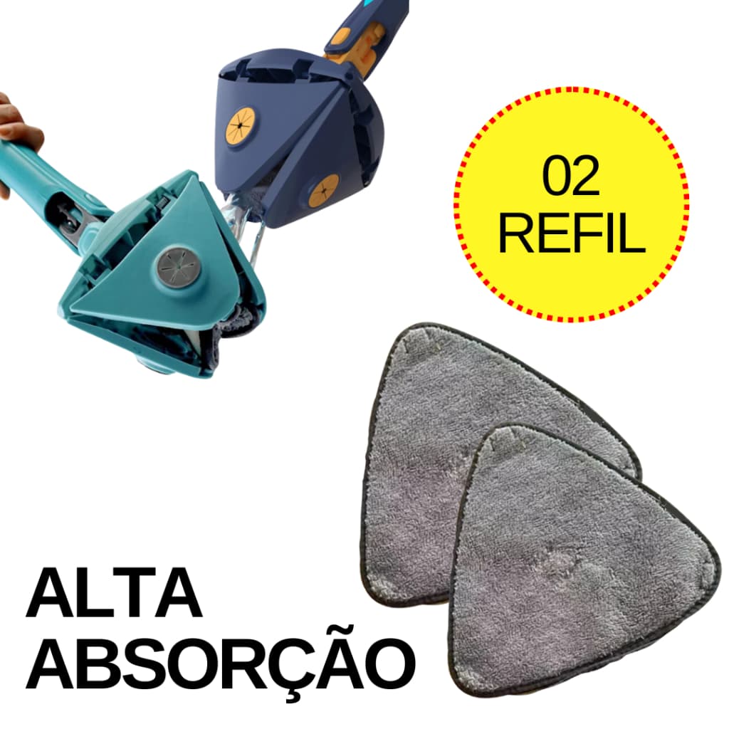 Rodo Mop de Limpeza Triangular 360 com 02 Refil