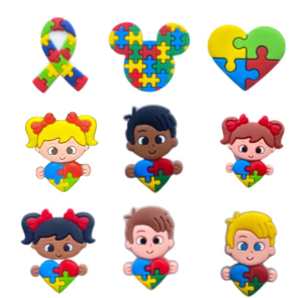 04 Pins/Bottons Emborrachados Para Babuche - Autismo