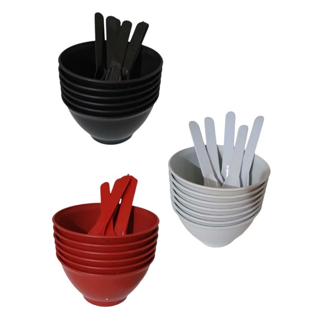 Kit  Sobremesa Cumbuca + Colher  de Plástico 300ml