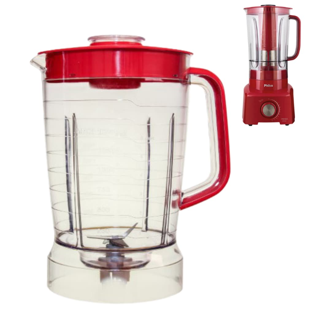 Copo para Liquidificador Compatível com o Philco Modelo Ph900 Vermelho