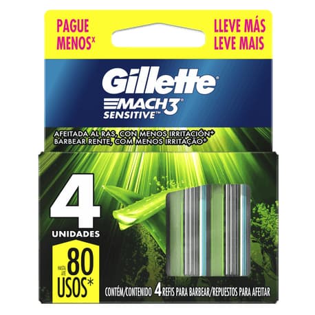 gillette mach 3 sensitive c/4 unidades
