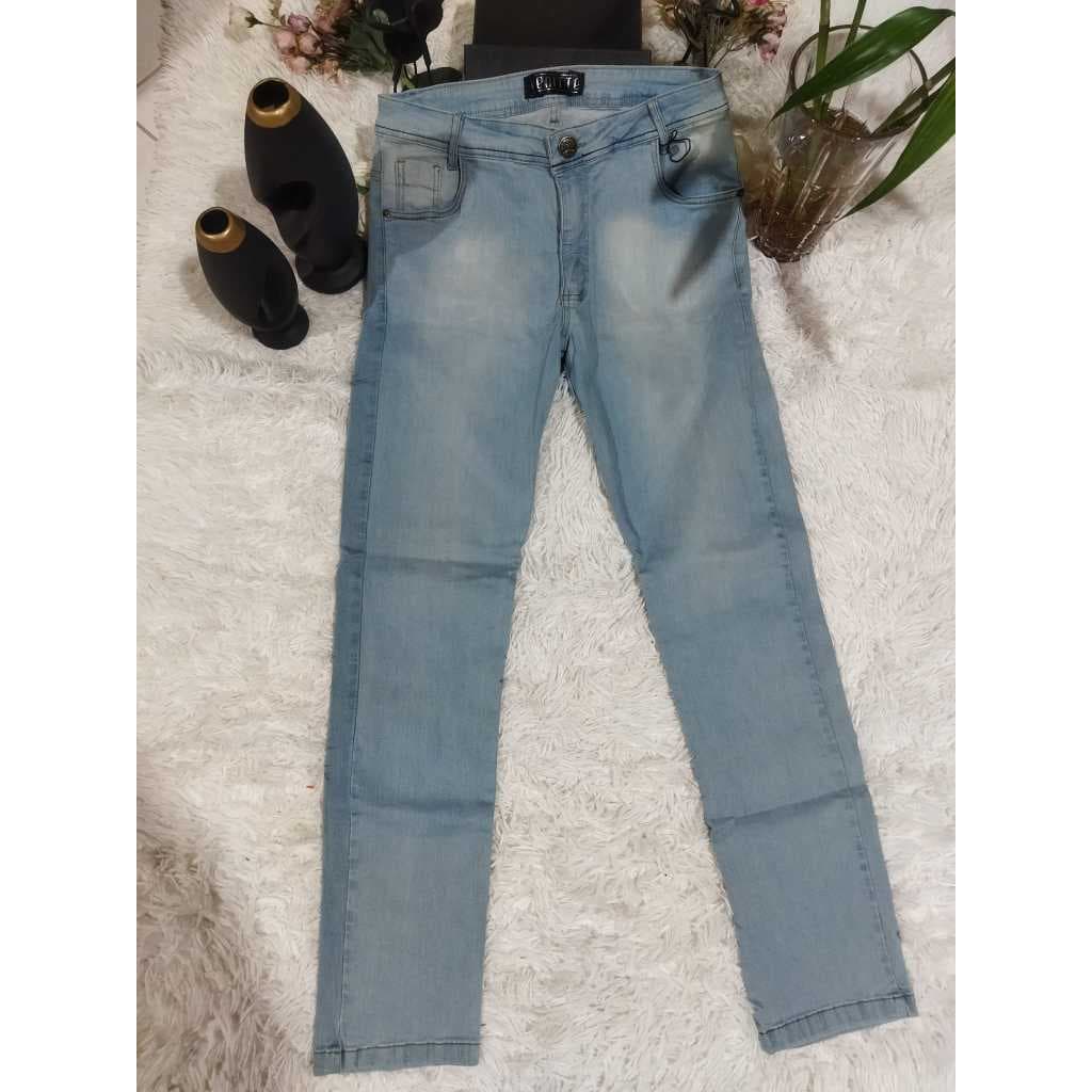 Calça Adulto Masculina c/ Lycra, Cor: Jeans Claro Manchada , Tam: 44, Marca; Venitte