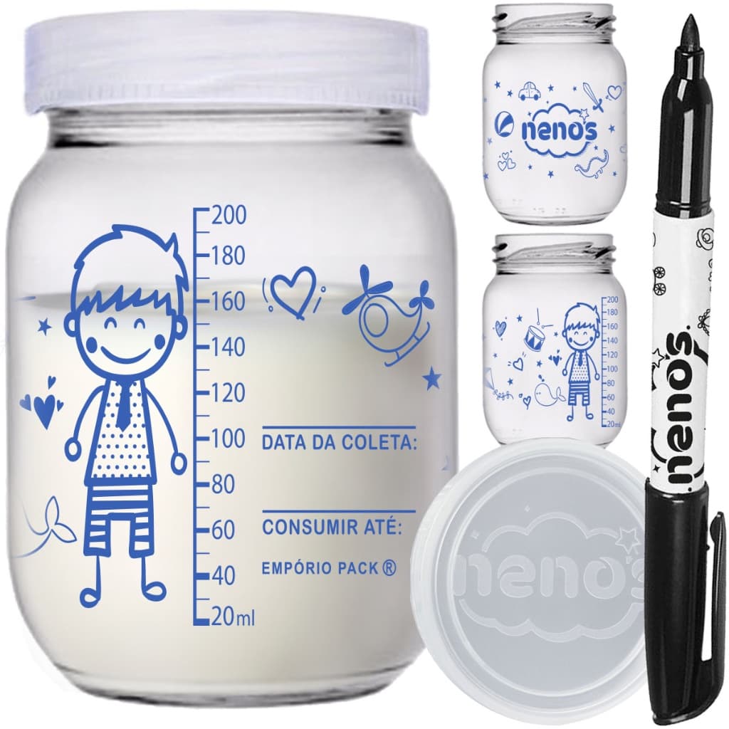 3 Potes Vidro Armazenar Leite Materno, Papinha (267.MENINO)