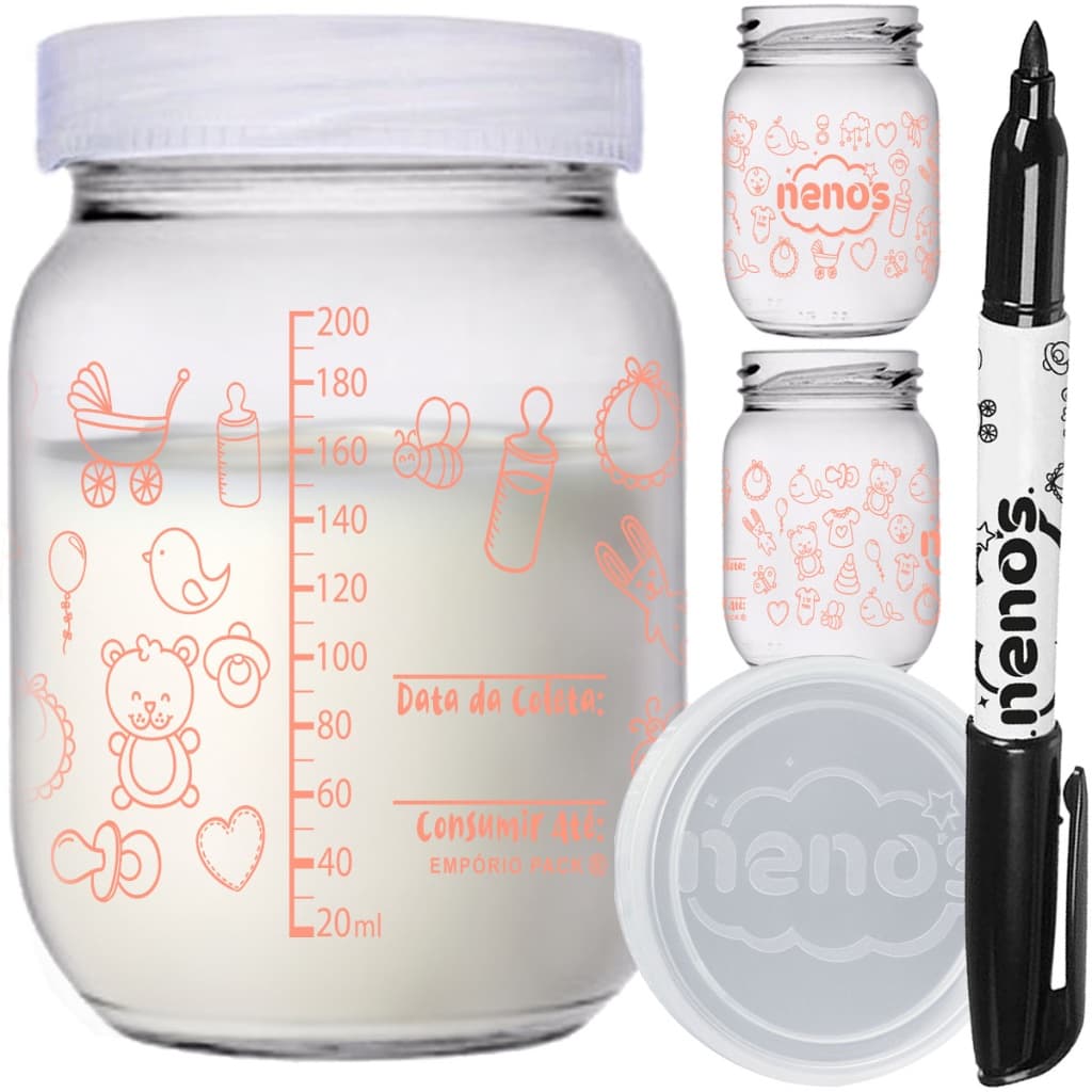 3 Potes Vidro Armazenar Leite Materno, Papinha (267.BABY-R)