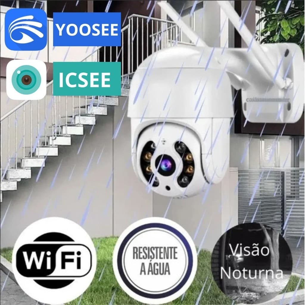 Câmera Externa IP Prova D'água Infravermelho Alarme Sensor de Movimento WIFI-YOOSSE ou ICSEE Bivolt