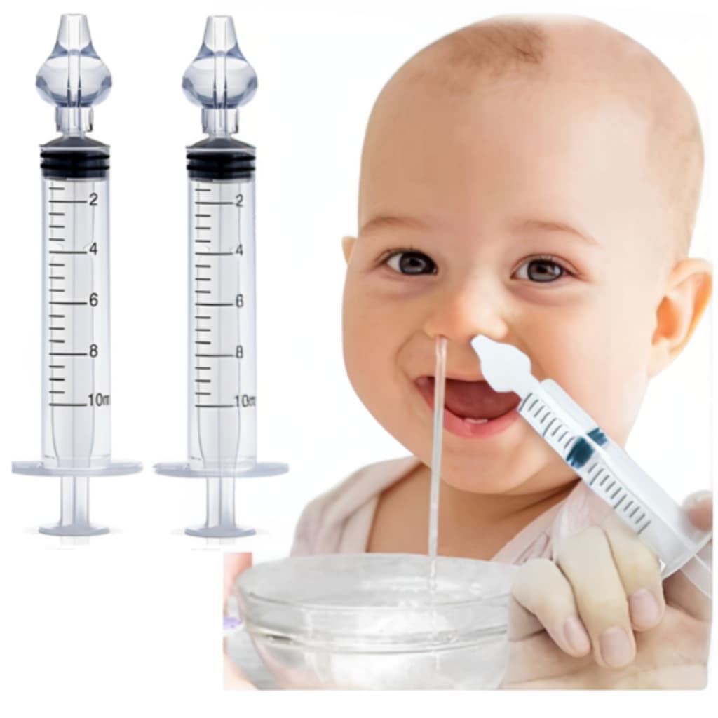 Kit 02 Seringas com Bico de Silicone para Limpeza e Lavagem Nasal Infantil e Adulto