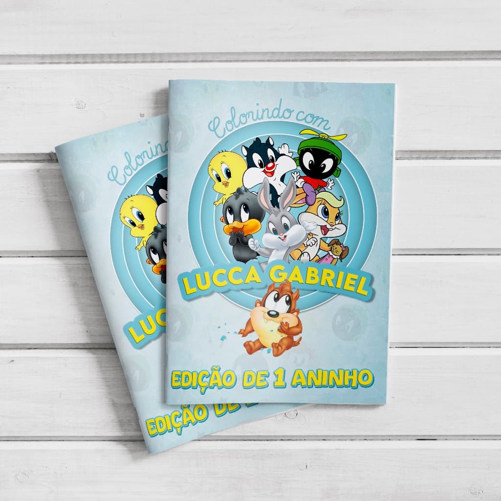 Livro de Colorir Personalizado Lembrancinha Aniversário Baby Looney Tunes