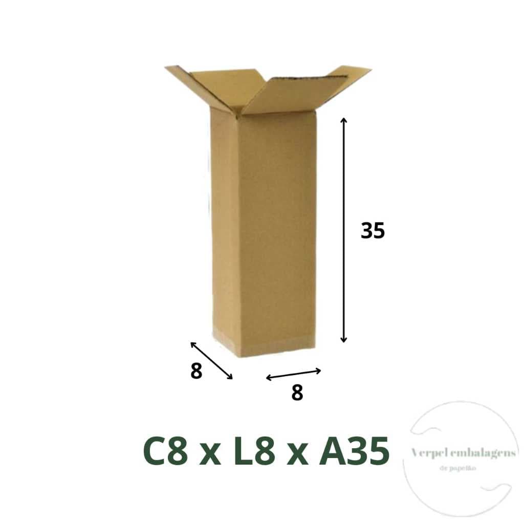 Verpel Embalagens 50 Caixa de papelão 8x8x35 sedex correios
