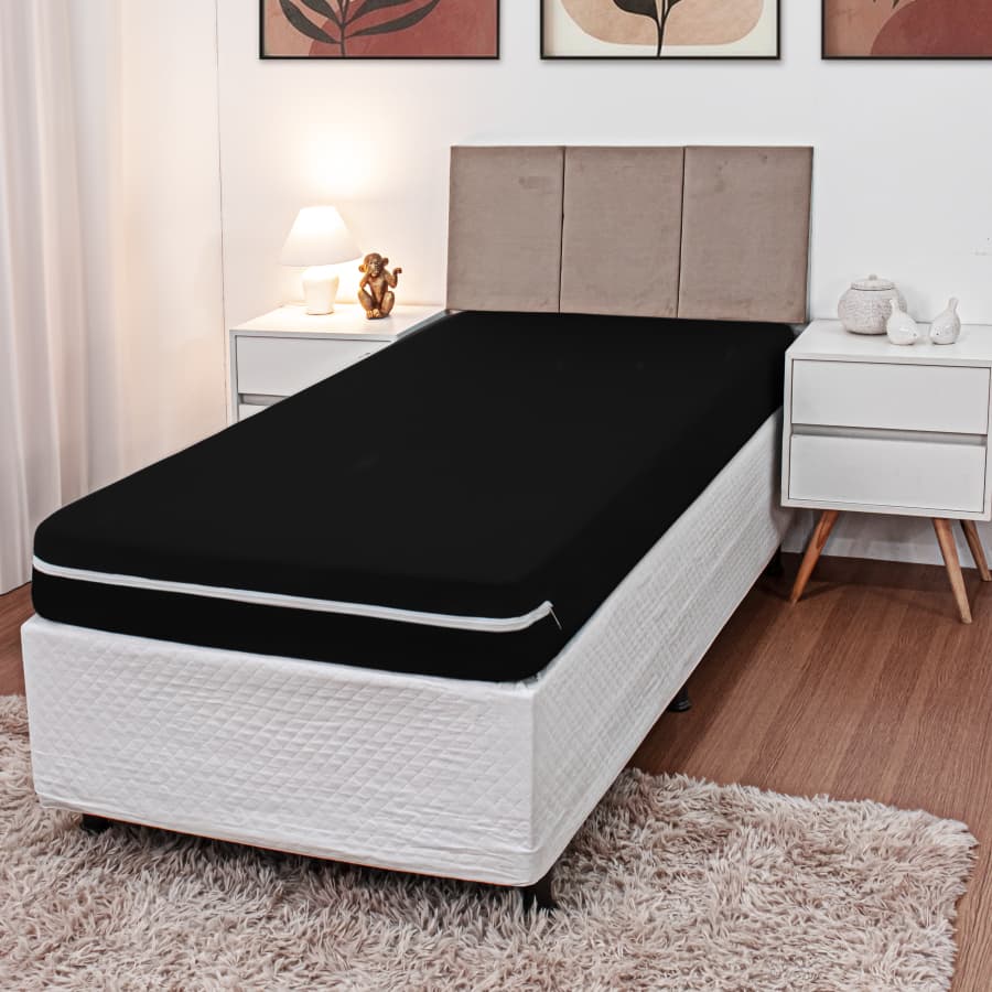 Capa de Colchão Solteiro Malha Gel Resistente com Zíper - 25cm Altura - 19 Cores Disponíveis