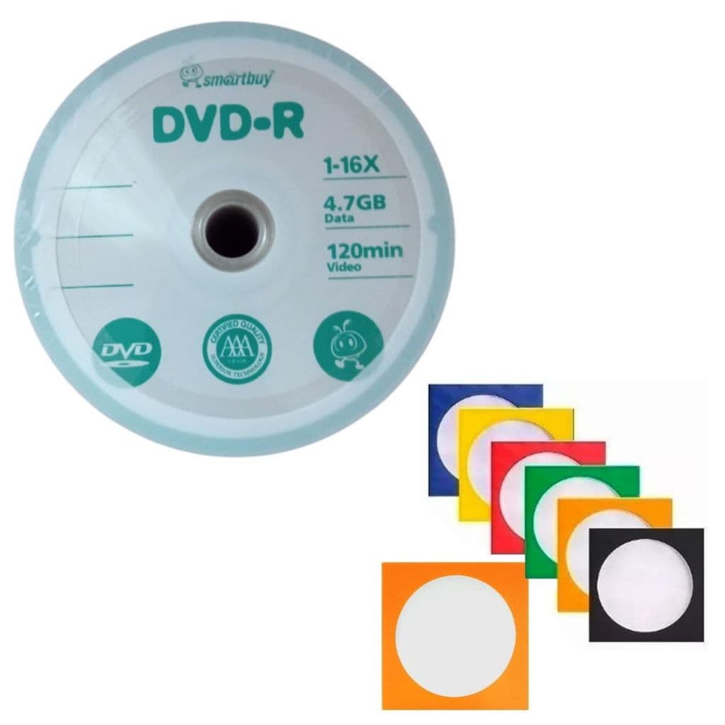 10 Mídia Dvd-r Virgem Smartbuy + 10 Envelopes Papel C/visor