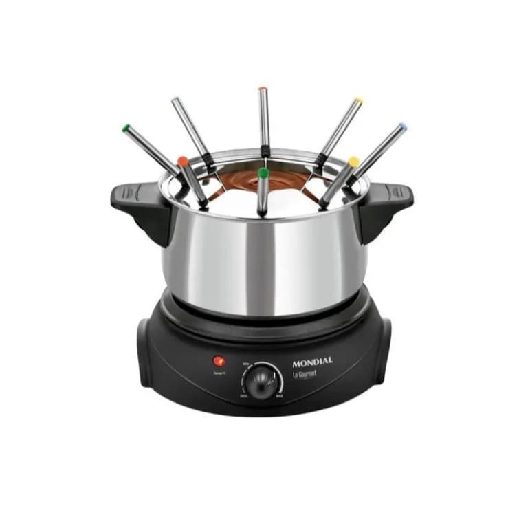 Panela Elétrica de Fondue Mondial Le Gourmet II FD02 1200W 127V 3L Preto e Inox 8 Garfos