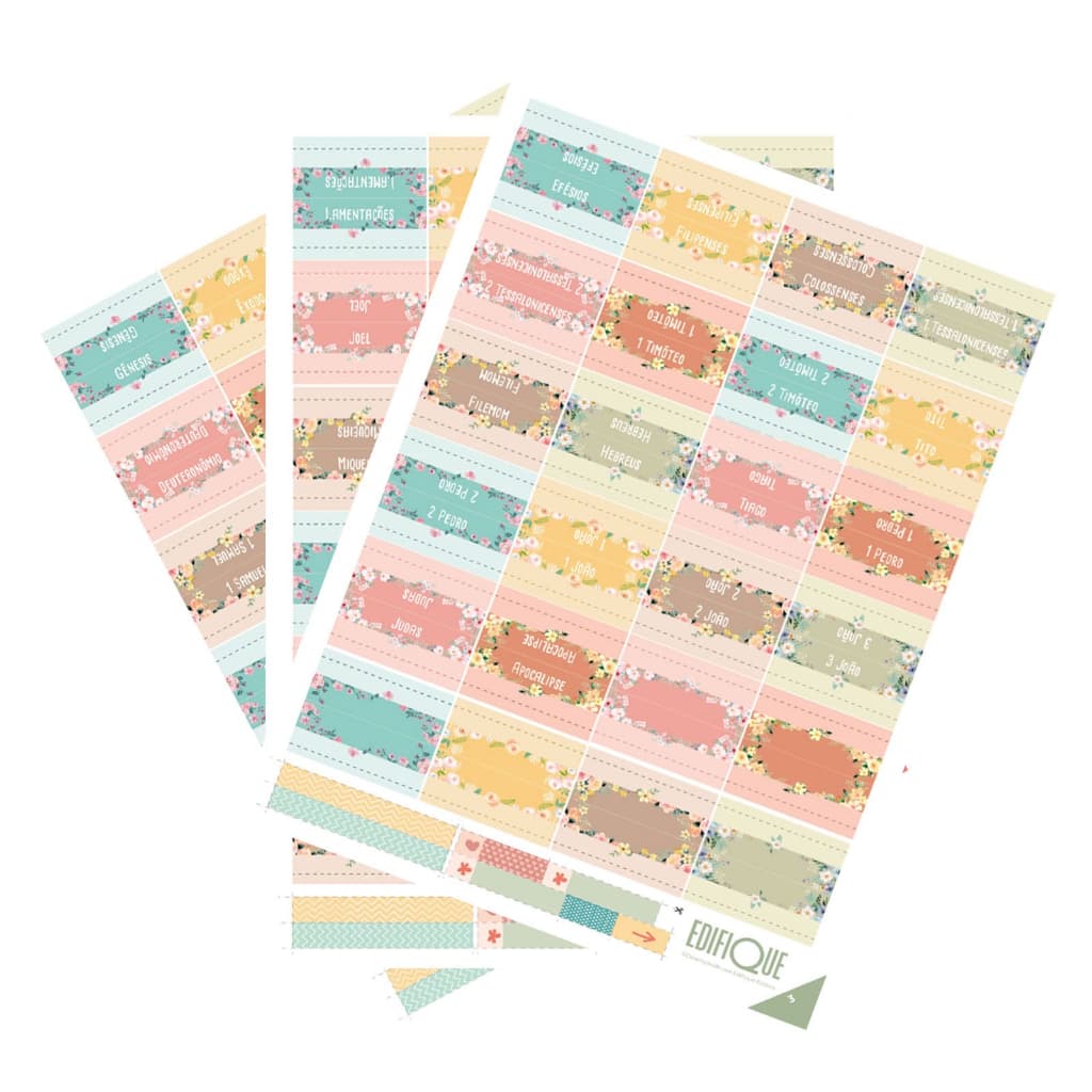 Abas Adesivas Para Bíblia Marcador Índice Flores Pacote Com 4