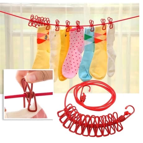 Linha Varal De Roupa De Secagem Multifuncional De 180cm Com 12 Clipes