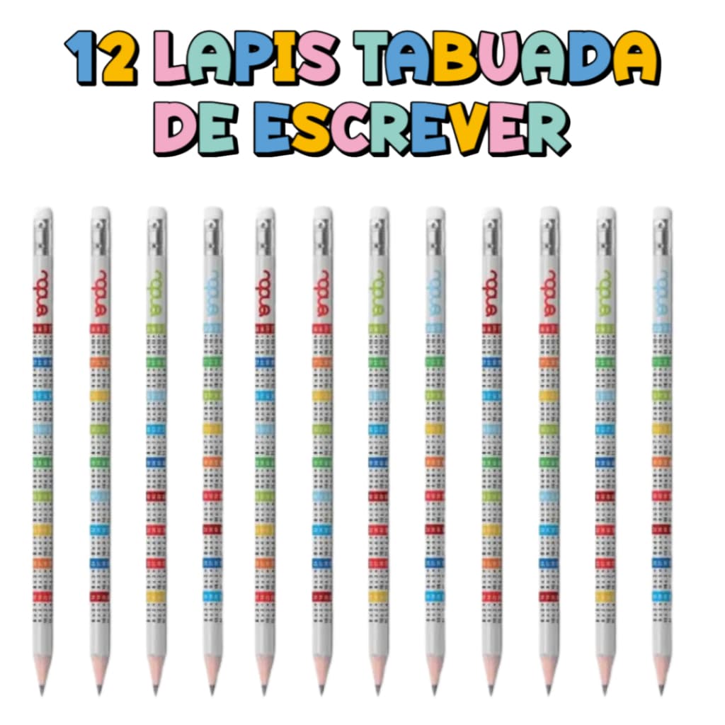 12 Lápis Preto,Lapis de Escrever,Tabuada Com Borracha