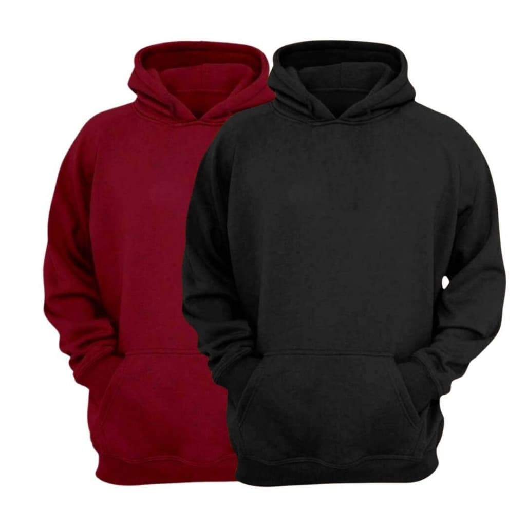 Kit 2 Moletom Canguru Unissex Com Capuz Algodão Flanelado Liso Sem Estampa Feminino Masculino frio