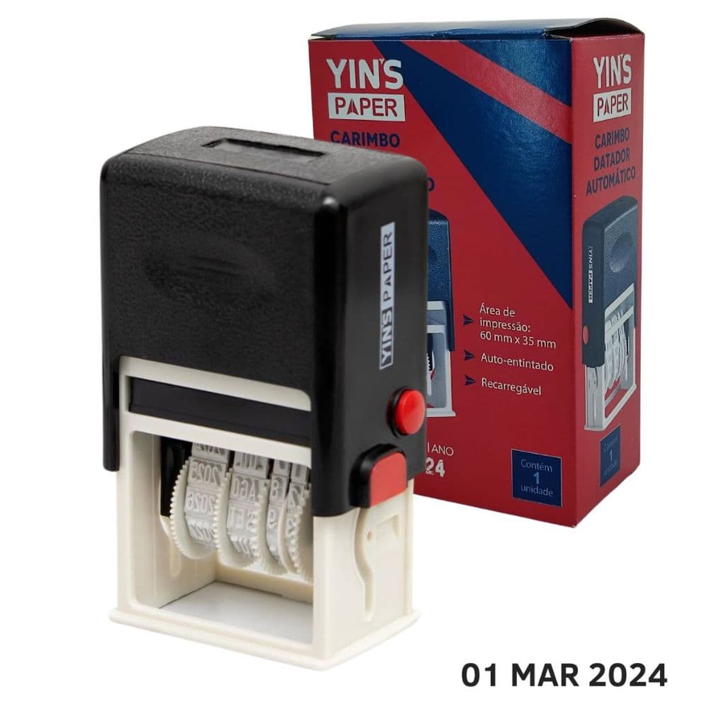 Carimbo Datador Automático Ano 2024 ate 2035 Auto Entintado Recarregável