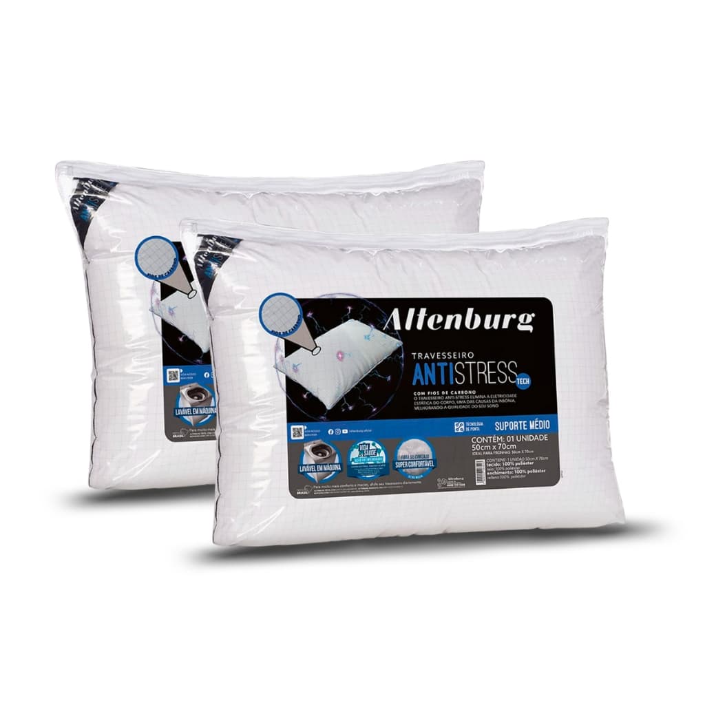 Kit 02 Travesseiros Altenburg Antistress Tech 0,50x0,70m