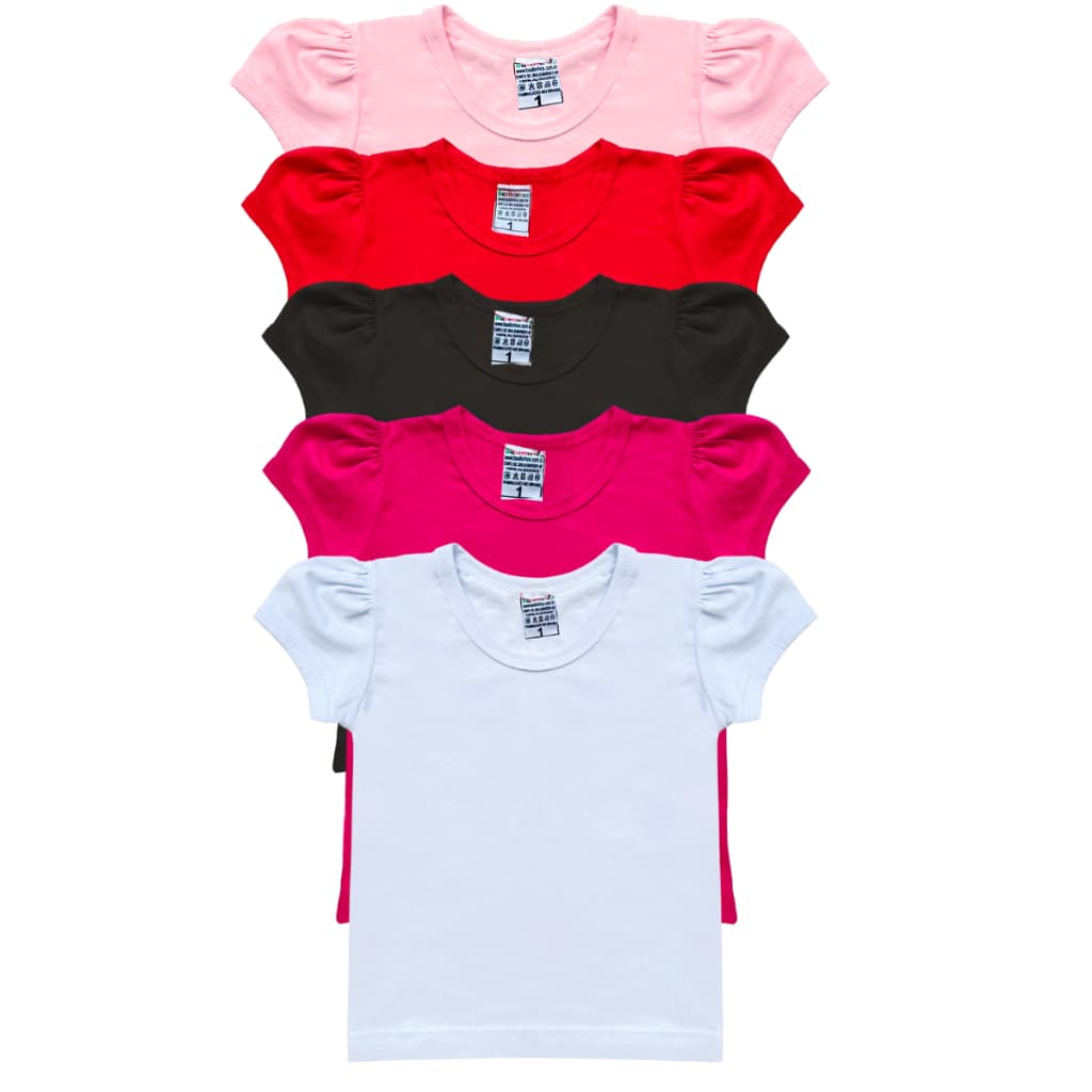 Camiseta Infantil Manga Princesa Bufante Menina 2 ao 8 Anos 100% Algodão Blusa Bufante