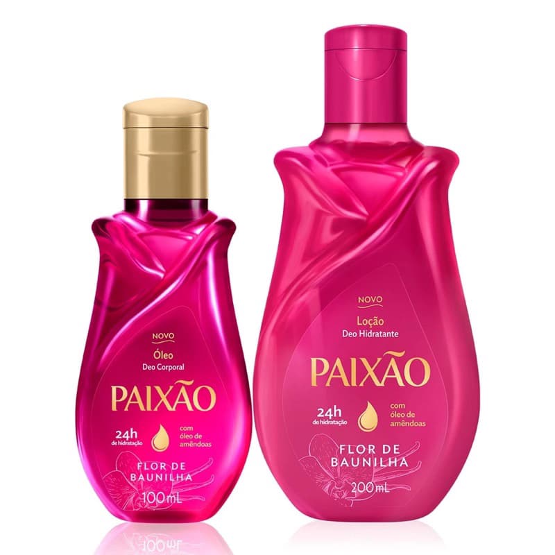 Kit Loção Hidratante Flor de Baunilha 200ml + Óleo Corporal Flor de Baunilha Paixão 100ml