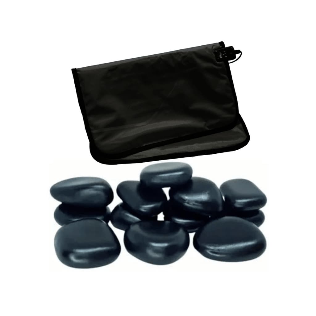 Kit Bolsa Térmica 220v/127v + 12 Pedras Quente Vulcânica Massagem Basalto Pedras para massagem
