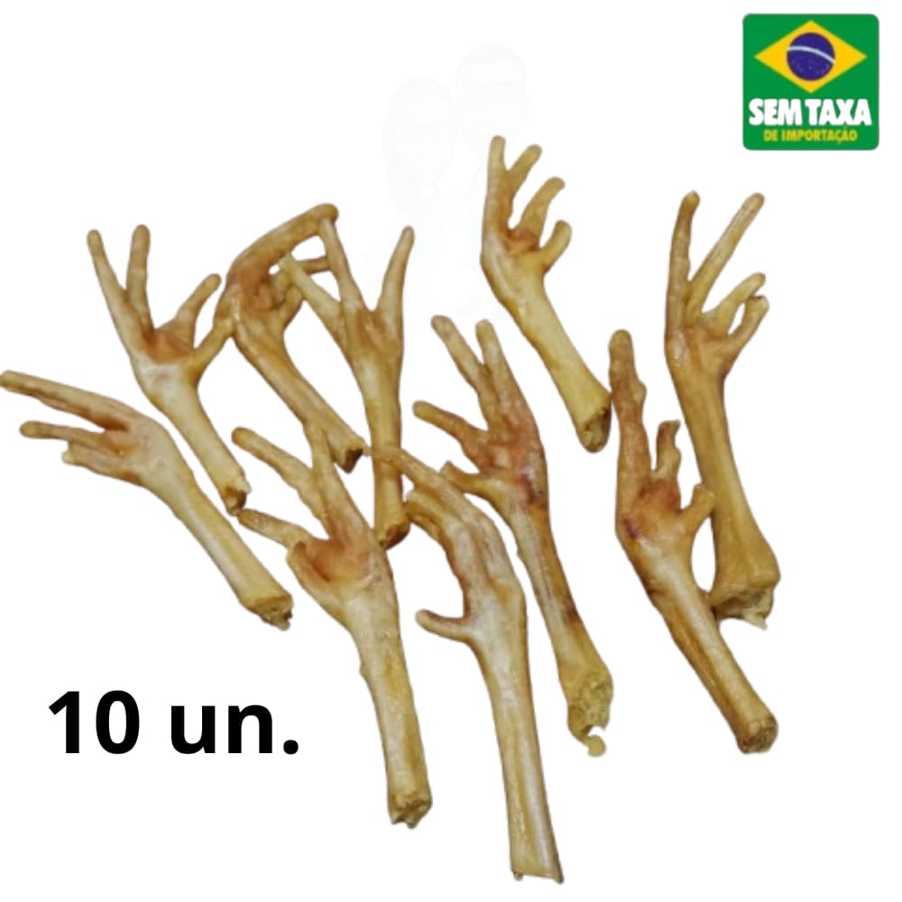 Pé De Frango Natural Pacote Com 10 Unidades Petisco para Cães