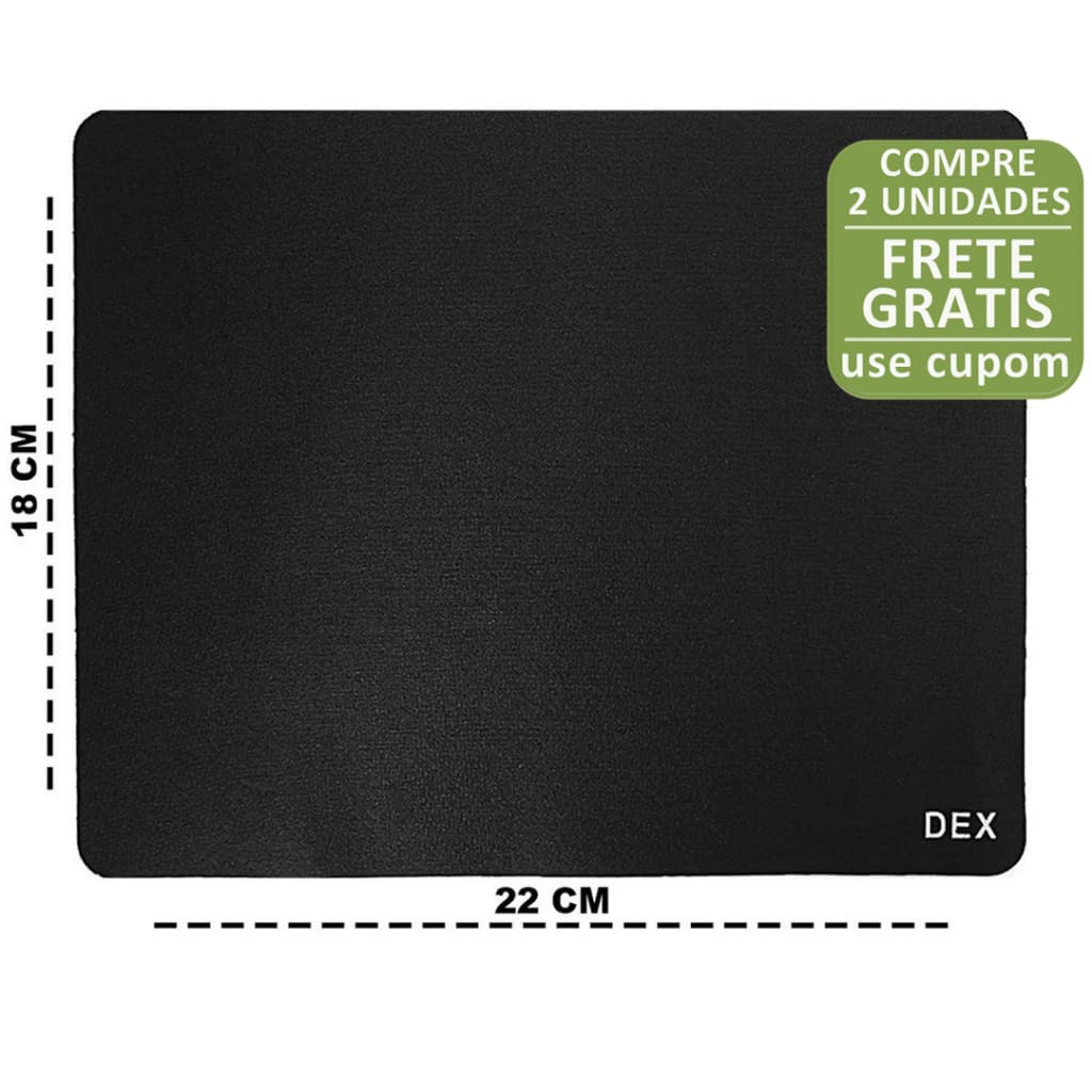 Mouse Pad Gamer Tecido Emborrachado Antiderrapante 180mm x 220mm x 10mm Preto