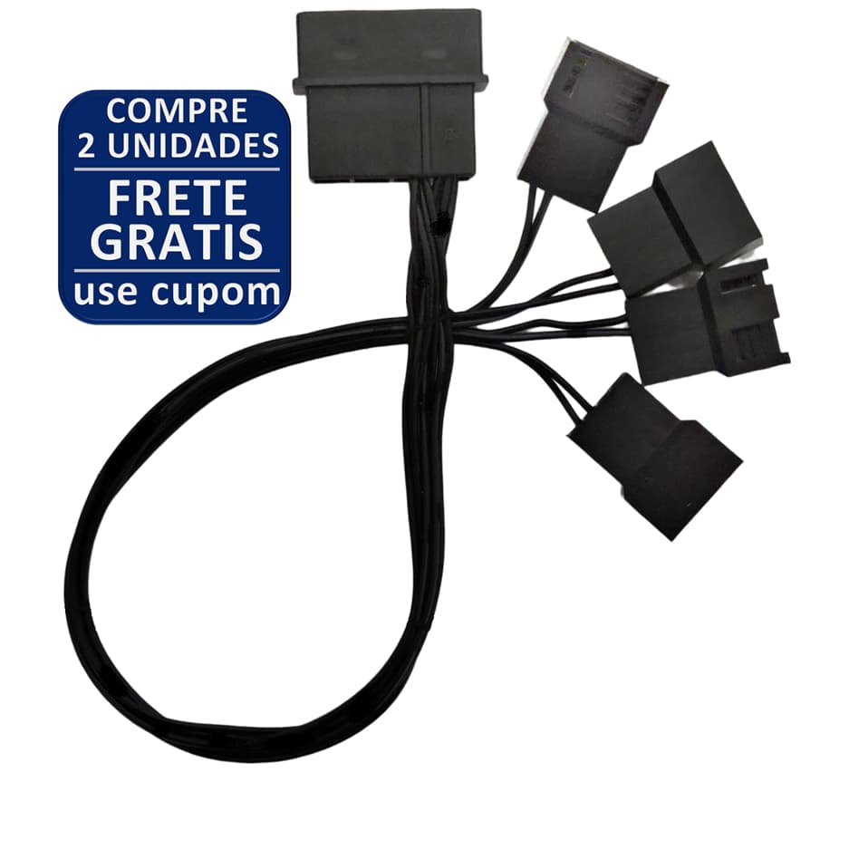 Cabo Molex Adaptador Mult Fan P/ 4 Coolers 3 E 4 Pinos 25cm
