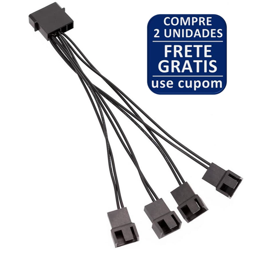Cabo Hub Adaptador Fan Molex Multi Para 4 Coolers 3 E 4 Pinos