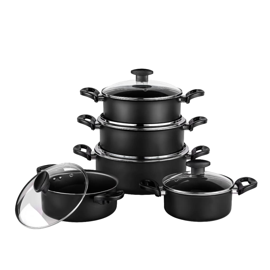 Jogo Panelas Antiaderente 5 Peças Caçarola Teflon Antiaderente com Tampa de Vidro