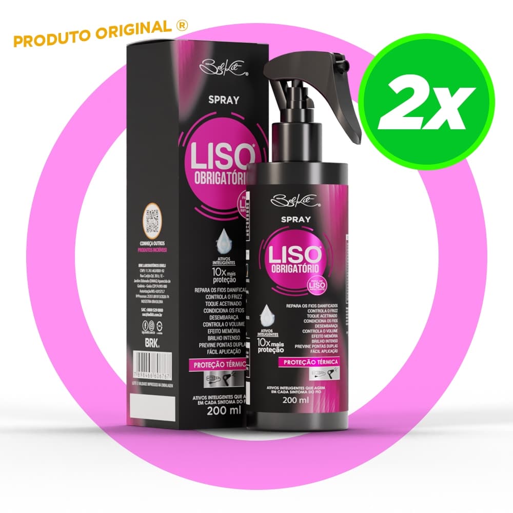 Kit 2 Spray Finalizador Obrigatório Liso 200ml - Proteção térmica reconstrução finalizador capilar
