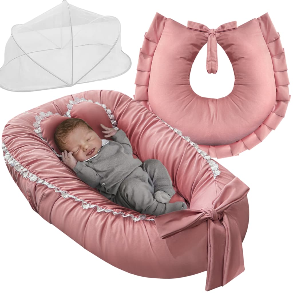 Kit bebe Ninho Redutor de berço com Mosquiteiro protetor + almofada Amamentar