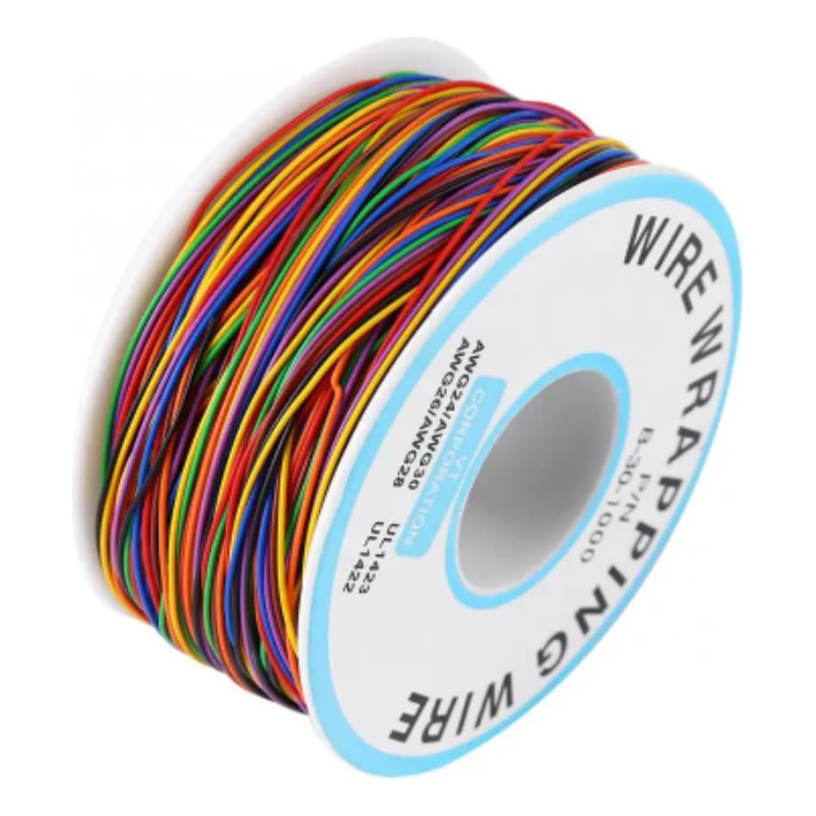 Rolo 200 Metros Fio Wrapping Wire Wrapp 30 Awg Com 8 Cores