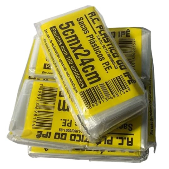 Millheiro Saco Sacole Saquinho 5 cm x 24 cm - 1000 unidades - Marca IPE Geladinho