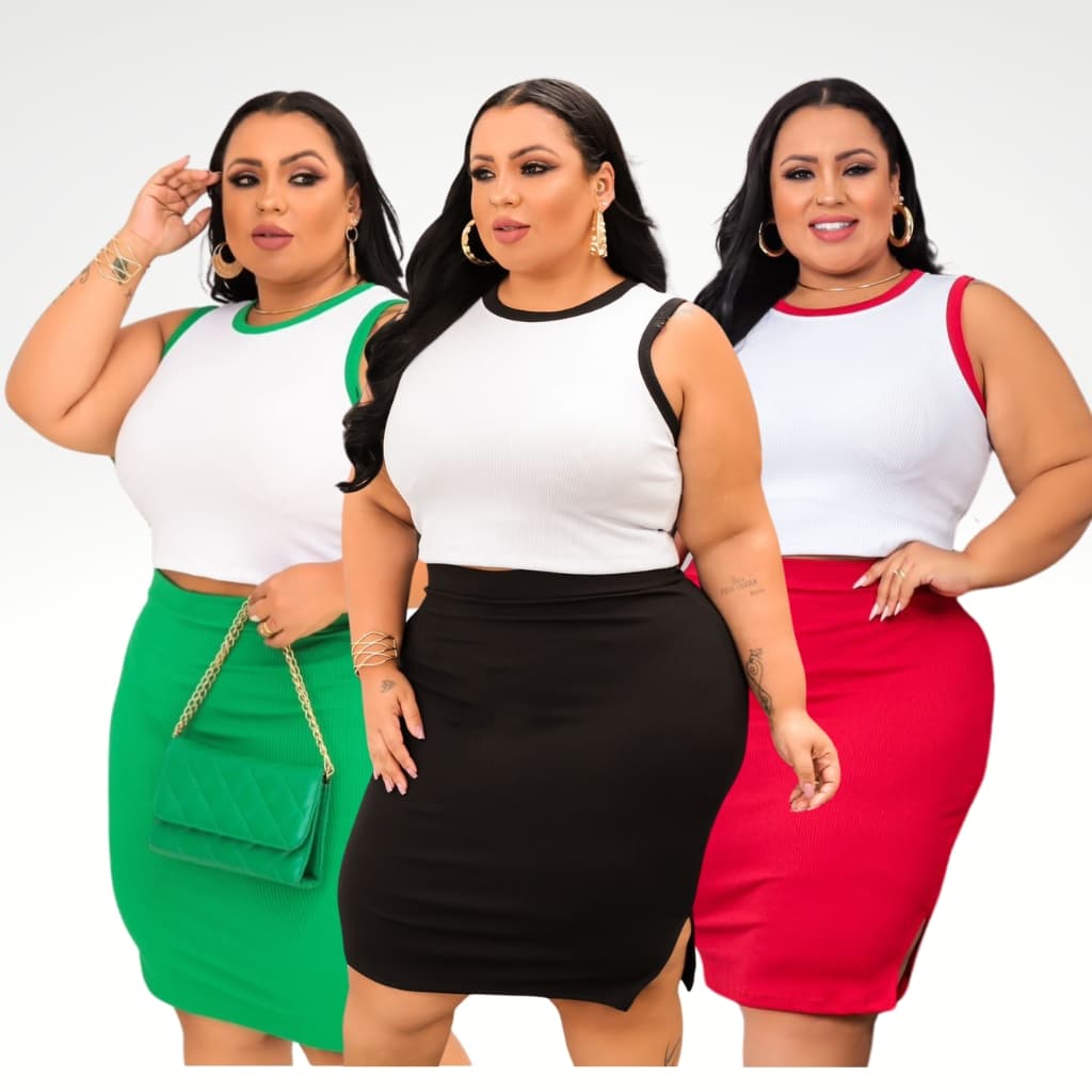 Conjunto Plus Size, Canelado Premium