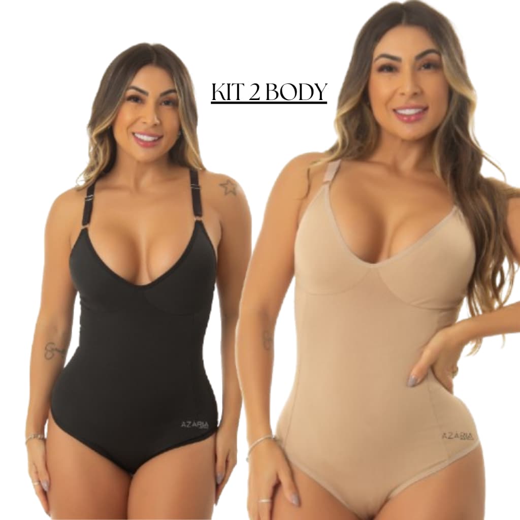 Kit com 2 Bodys Modeladores em Suplex – Alça Regulável | Sem Bojo | Alta Sustentação