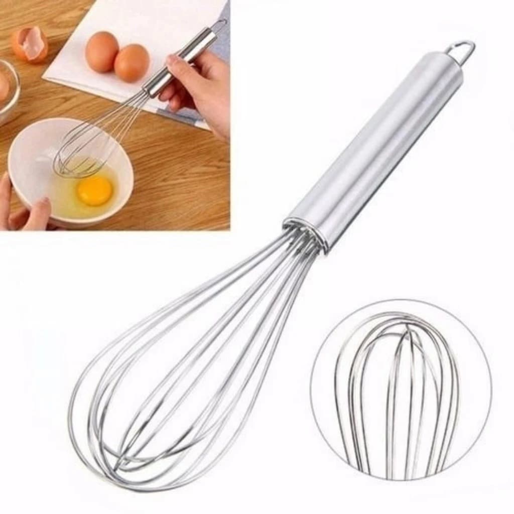 Fouet Fue Inox Batedor de Ovos e Claras Aço Manual Mixer profissional Cozinha 25cm - S&V