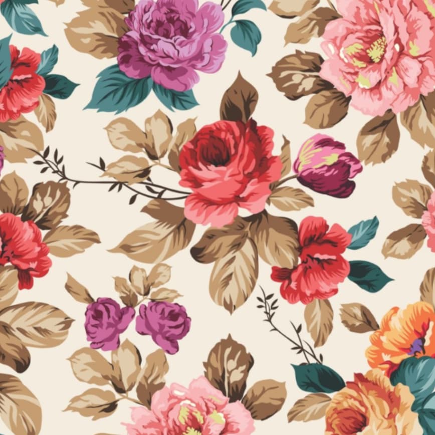 Tricoline estampada FLORAL 1m x 1,50m ideal para barrado de panos de prato artesanato roupas forros