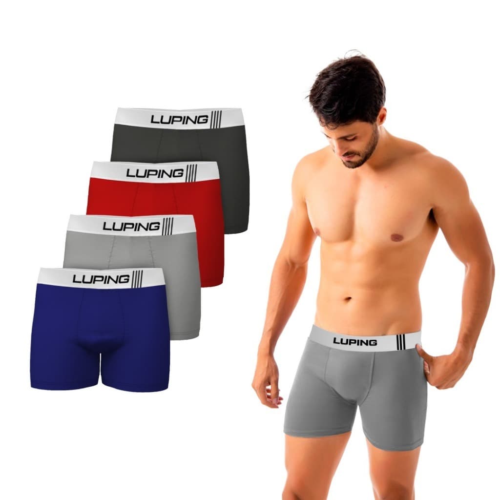 Kit 5 Cuecas Masculina Forro 100% Algodão Adulto Boxer Com Elástico Lisas Varias Cores Confortável