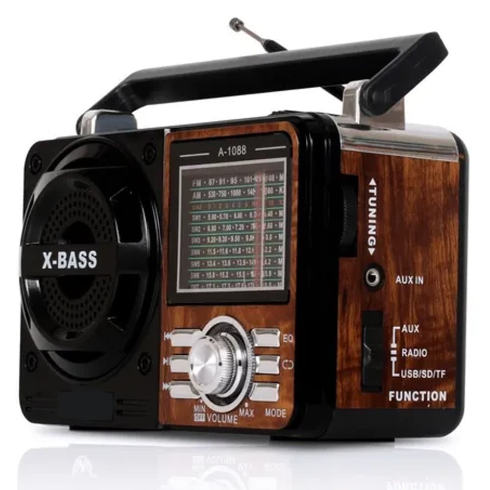 Radio Vintage Retrô Portatil Bluetooth Multimídia AM / FM USB GT 1088 / 1088S Bivolt 110 / 220