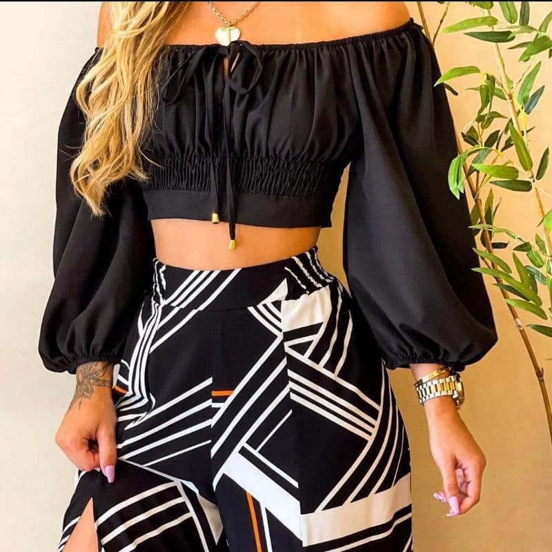 Cropped Ciganinha Manga Bufante