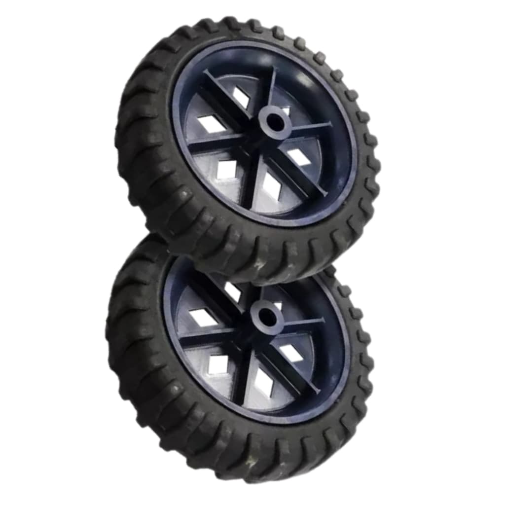 Kit 2 Rodas Carrinho Feira Mercado Carga Reforçado 100kg Borracha Maciça Cortador Grama