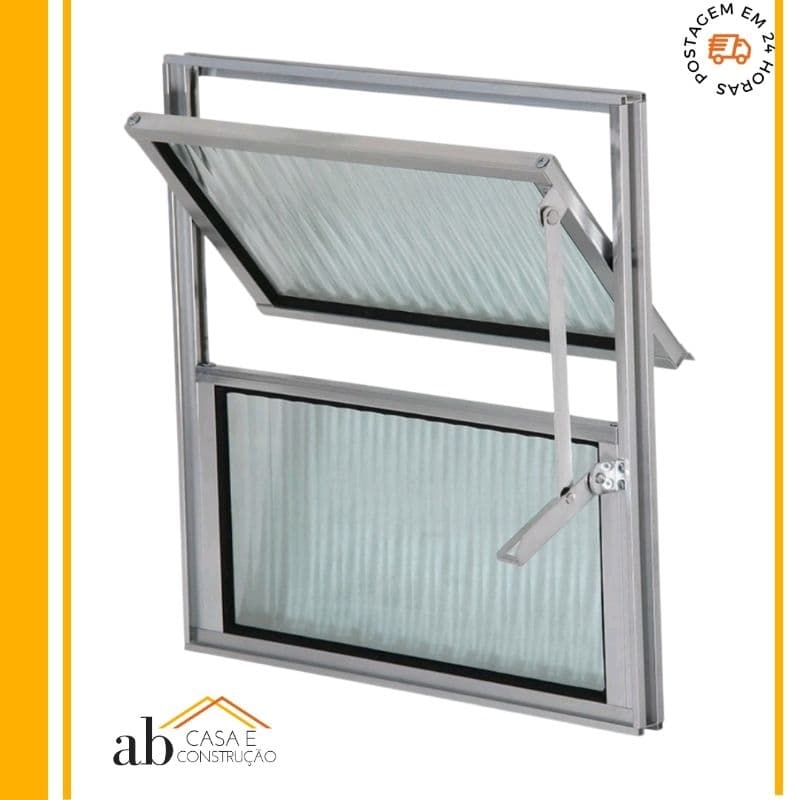 Janela Vitro Alumínio  Natural 30x30 Basculante Vidro Canelado