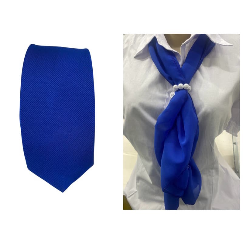 kit com 10 lenços e 10 gravata azul royal