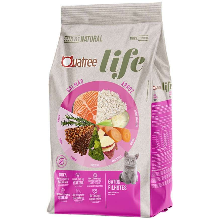 Ração Seca Quatree Life Salmão e Arroz Gatos Filhotes 1KG