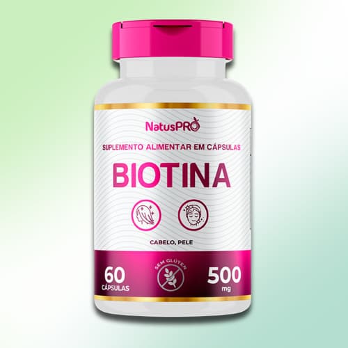 Biotina 500mg 60 Cápsulas P/ Cabelo e Unha - Original Natuspro