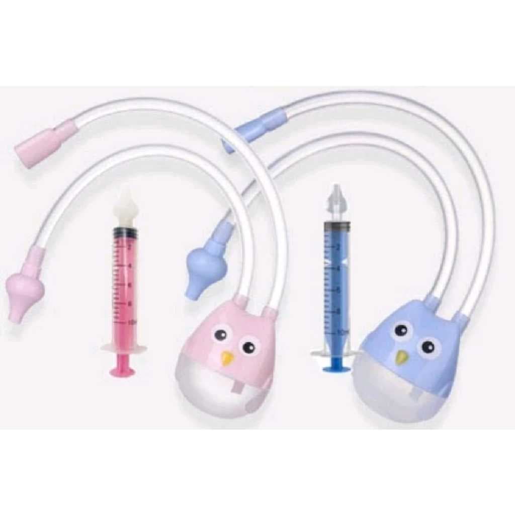 Aspirador Nasal Coruja para Bebê Lavagem e Higiene Nasal Lavador Seringa Ponta Silicone