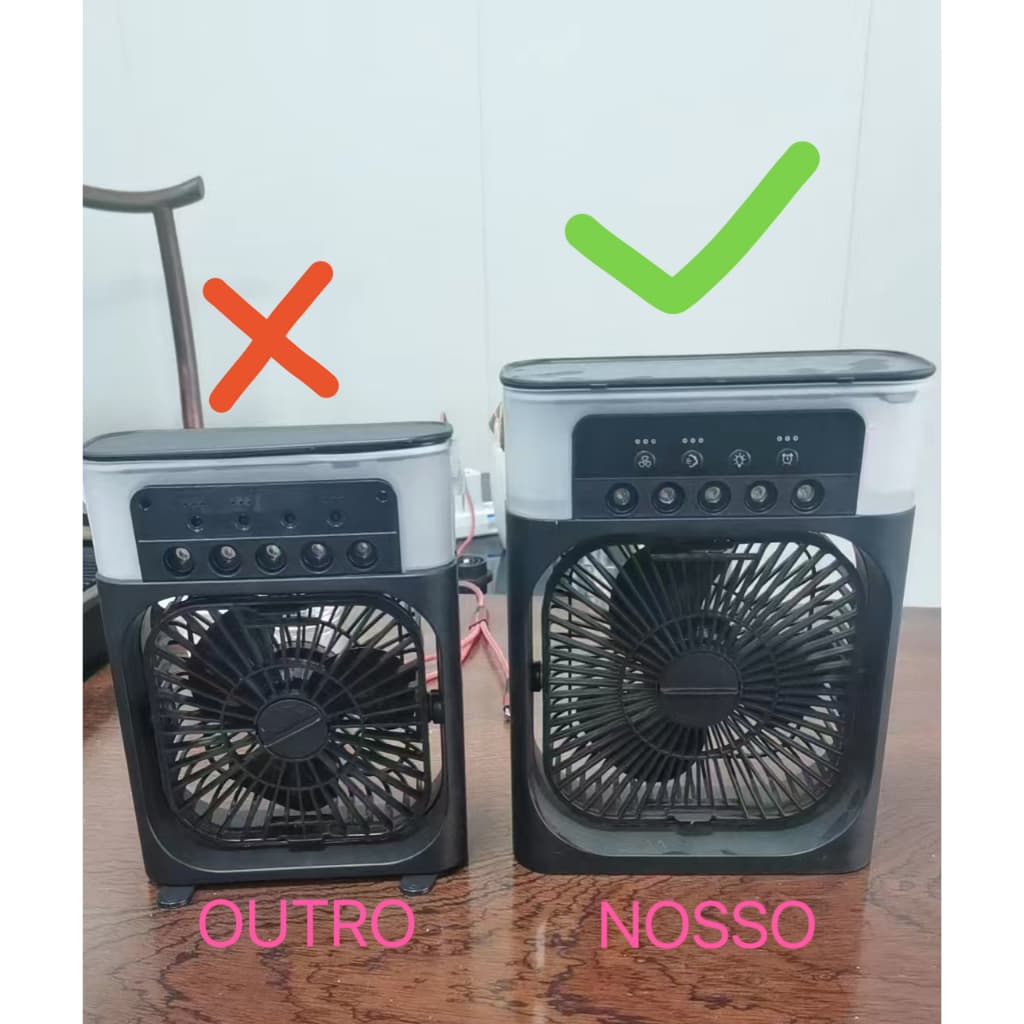 Ventilador Refrigerador De Ar Condicionado Umidificador Portátil Com Led Reservatório De Água TIPO C Usb