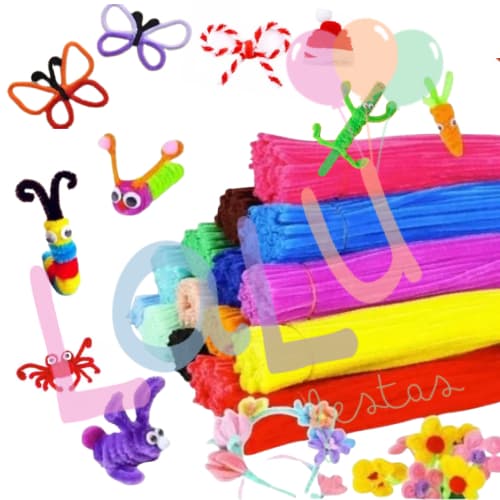 Kit 100 Haste de Chenille Limpador de Cachimbo Fios Artesanato 30cm