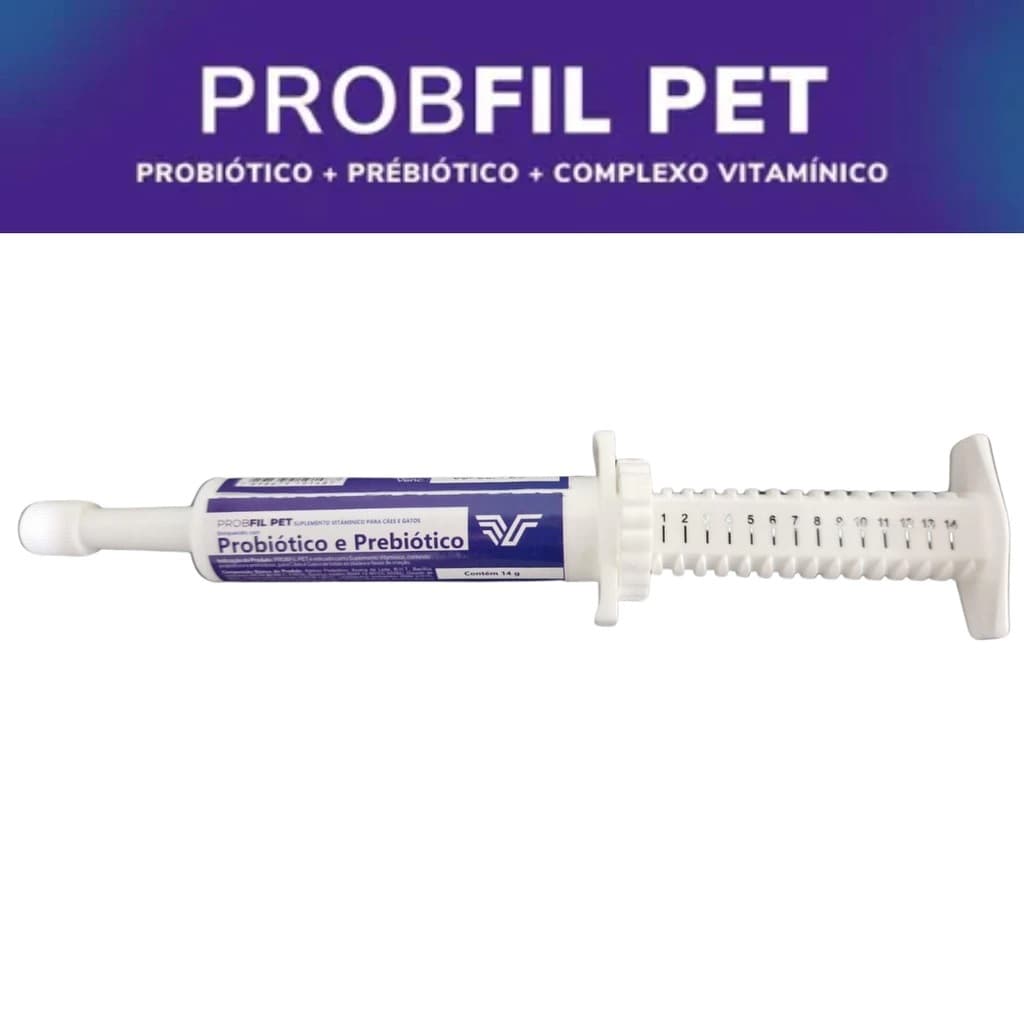 Probiótico e Prebiótico Probfil Pet Suplemento Vitamínico para Cães e Gatos 14g